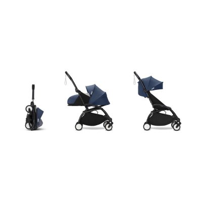 Poussette complète yoyo 3 châssis noir pack 0+ et 6+ bleu air france