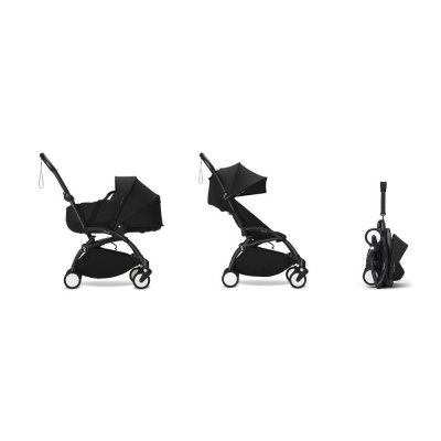 Poussette duo yoyo 3 - châssis noir pack 6+ et nacelle noir