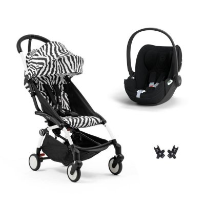 Poussette duo yoyo 3 pack 6+ et siège auto cloud t plus black - chassis blanc - zebra