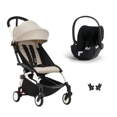 Poussette duo yoyo 3 pack 6+ et siège auto cloud t plus beige - chassis blanc - bonpoint