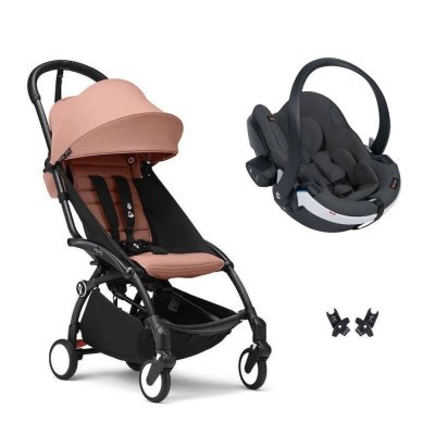 Poussette duo yoyo 3 - châssis noir pack 6+ et siège auto izi go modular x2 by besafe ginger