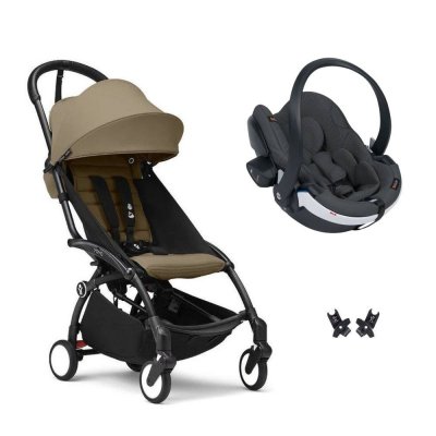 Poussette duo yoyo 3 - châssis noir pack 6+ et siège auto izi go modular x2 by besafe toffee