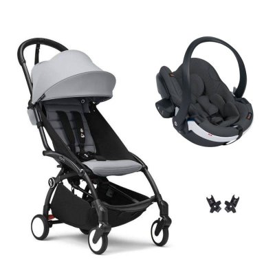 Poussette duo yoyo 3 - châssis noir pack 6+ et siège auto izi go modular x2 by besafe stone