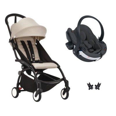 Poussette duo yoyo 3 - châssis noir pack 6+ et siège auto izi go modular x2 by besafe bonpoint