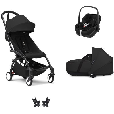 Poussette trio yoyo 3 pack 6+ et siège auto pebble 360 pro² + nacelle yoyo - chassis noir - noir