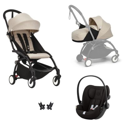 Poussette trio yoyo 3 pack 0+ & 6+ et siège auto cloud g3 black - châssis noir - bonpoint