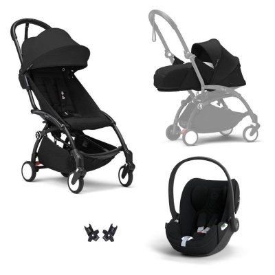 Poussette trio yoyo 3 pack 0+ & 6+ + siège auto cloud t plus black - châssis noir - noir
