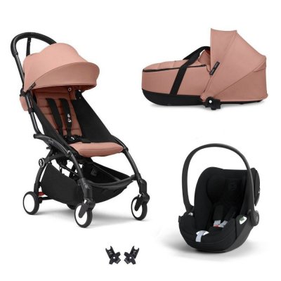 Poussette trio yoyo 3 pack 6+ + siège auto cloud t plus black + nacelle yoyo - châssis noir - ginger