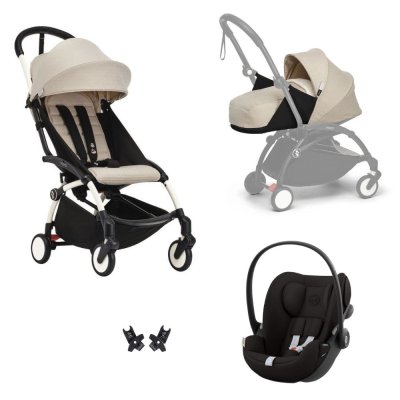 Poussette trio yoyo 3 pack 0+ & 6+ + siège auto cloud g3 black - châssis blanc - bonpoint