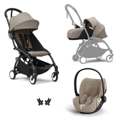 Poussette trio yoyo 3 pack 0+ & 6+ + siège auto cloud t plus black - châssis noir - taupe