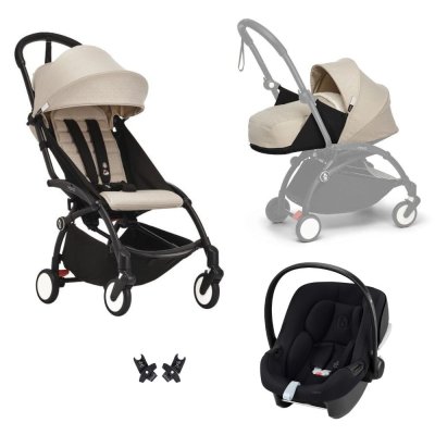 Poussette trio yoyo 3 pack 0+ & 6+ et siège auto aton b2 black - châssis noir - bonpoint