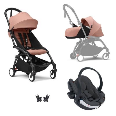 Poussette trio yoyo 3 - châssis noir pack 0+ & 6+ ginger + siège auto izi go modular x2 by besafe