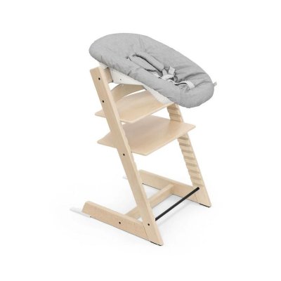 Pack chaise haute tripp trapp hêtre naturel + newborn set gris