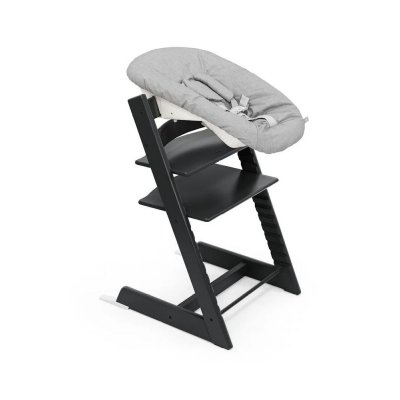 Pack chaise haute tripp trapp hêtre black + newborn set gris