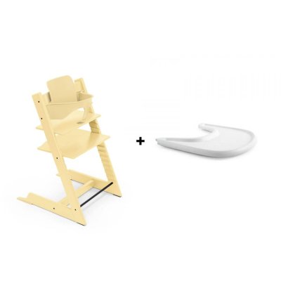 Pack chaise haute tripp trapp avec son baby set et sa tablette lemon yellow
