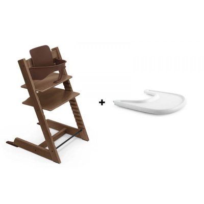 Pack chaise haute tripp trapp avec son baby set et sa tablette - warm brown
