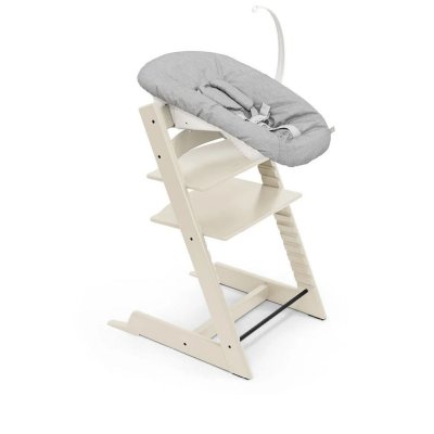 Pack chaise haute tripp trapp hêtre vanilla white + newborn set gris