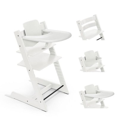 Pack chaise haute tripp trapp avec son baby set et sa tablette blanc