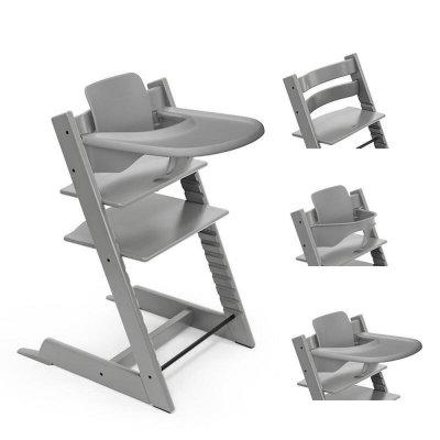 Pack chaise haute tripp trapp avec son baby set et sa tablette gris tempête