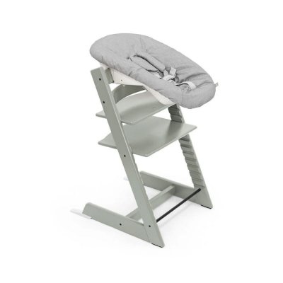 Pack chaise haute tripp trapp hetre vert glacier + newborn gris