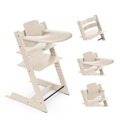 Pack chaise haute tripp trapp avec son baby set et sa tablette vanilla white