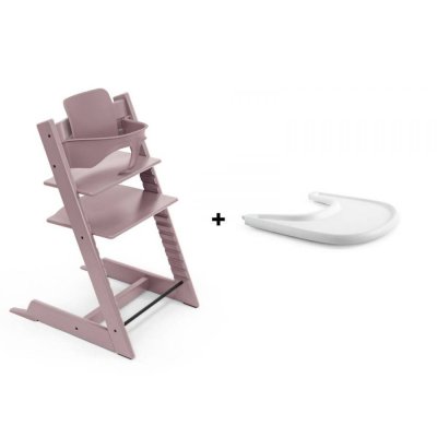 Pack chaise haute tripp trapp avec son baby set et sa tablette mauve