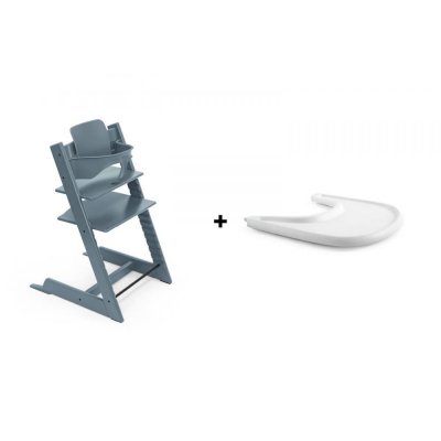 Pack chaise haute tripp trapp + baby set + tablette fjord blue