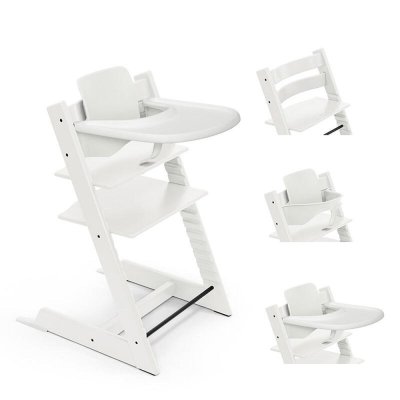 Pack chaise haute tripp trapp avec son baby set et sa tablette blanc