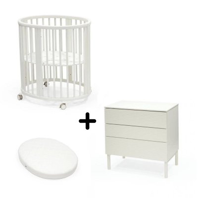 Chambre duo berceau sleepi + commode sleepi + matelas - white