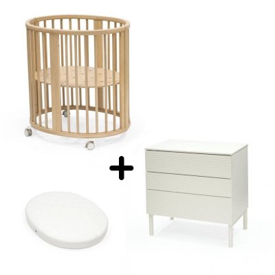 Chambre duo berceau sleepi + commode sleepi + matelas - natural
