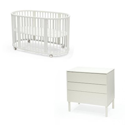 Chambre duo lit sleepi blanc + commode sleepi blanc