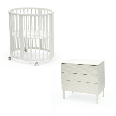 Chambre duo berceau sleepi blanc + commode sleepi blanc