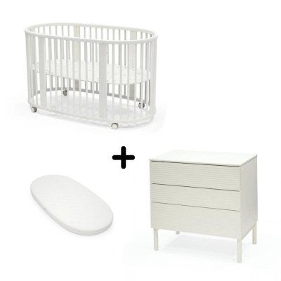 Chambre duo lit sleepi + commode sleepi + matelas - white