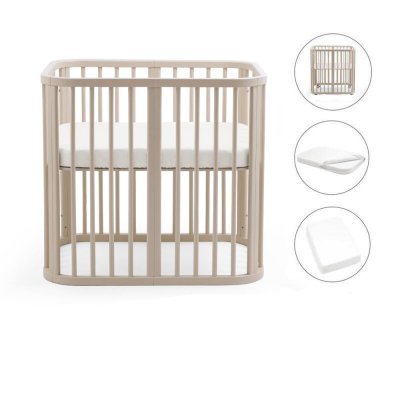 Pack berceau nighti + matelas + drap housse blanc - vanilla white