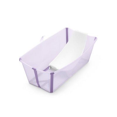 Pack complet baignoire flexi bath lavande + support + transat nouveau-né