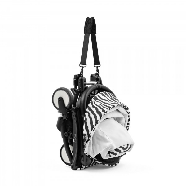 Poussette yoyo 3 châssis noir pack 6+ zebra - wild collection Stokke