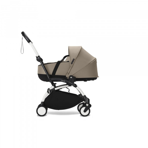 Poussette duo yoyo 3 - châssis blanc pack 6+ et nacelle taupe Stokke