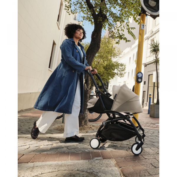 Poussette duo yoyo 3 - châssis blanc pack 6+ et nacelle taupe Stokke