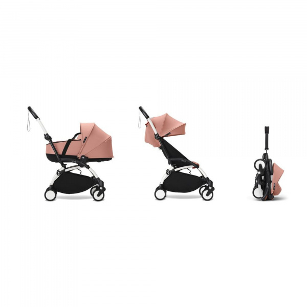 Poussette duo yoyo 3 - châssis blanc pack 6+ et nacelle ginger Stokke