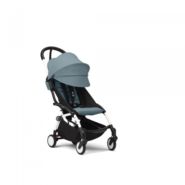 Poussette duo yoyo 3 - châssis blanc pack 6+ et nacelle aqua Stokke