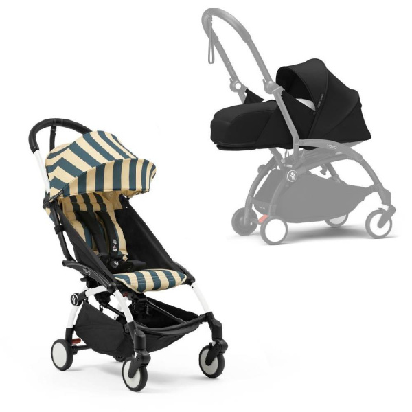 Poussette complète yoyo 3 châssis blanc pack 0+ et 6+ toffee Stokke