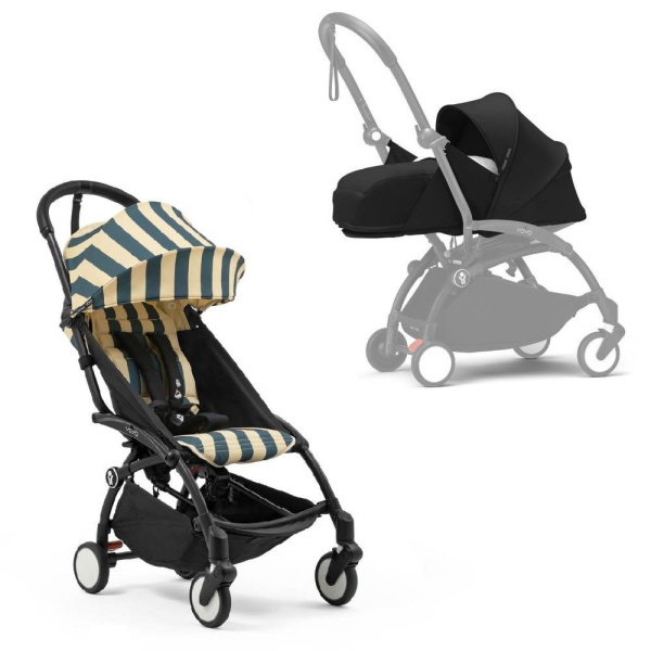 Poussette complète yoyo 3 châssis noir pack 0+ et 6+ toffee Stokke