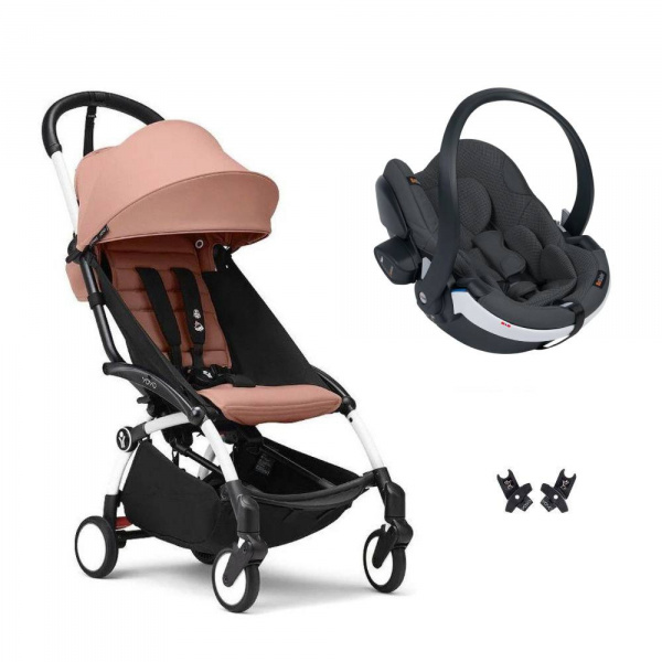 Poussette duo yoyo 3 - châssis blanc pack 6+ et siège auto izi go modular x2 by besafe ginger Stokke