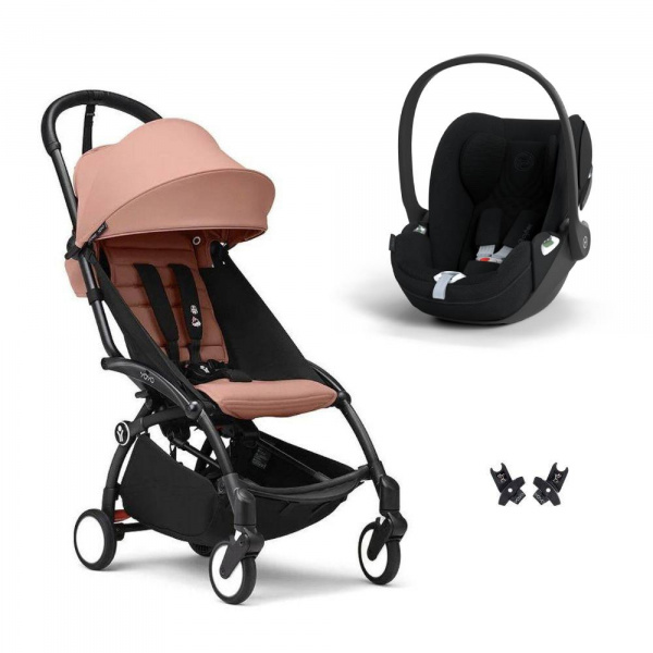 Poussette duo yoyo 3 pack 6+ et siège auto cloud t plus black - chassis noir - ginger Stokke