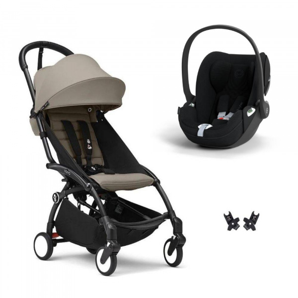 Poussette duo yoyo 3 pack 6+ et siège auto cloud t plus black - chassis noir - taupe Stokke