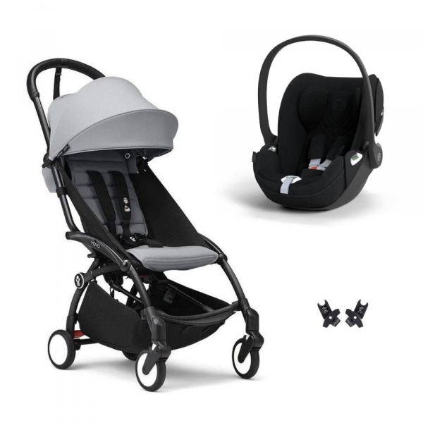 Poussette duo yoyo 3 pack 6+ et siège auto cloud t plus black - chassis noir - stone Stokke