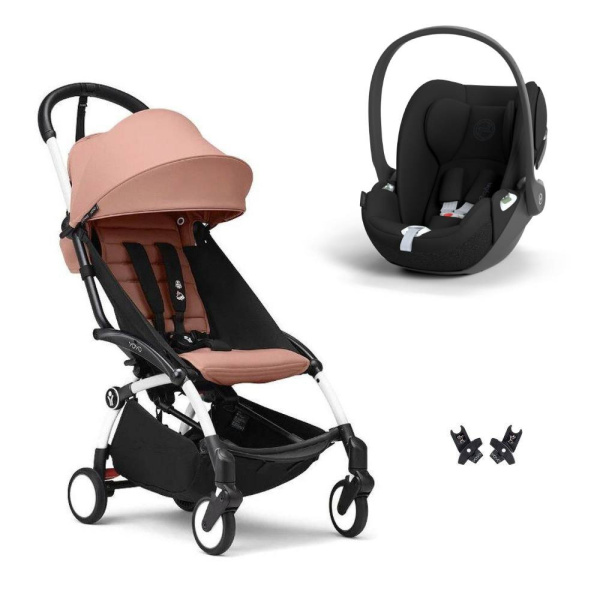 Poussette duo yoyo 3 pack 6+ et siège auto cloud t - chassis blanc - ginger Stokke