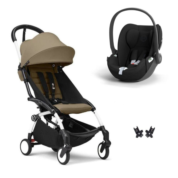 Poussette duo yoyo 3 pack 6+ et siège auto cloud t - chassis blanc - toffee Stokke