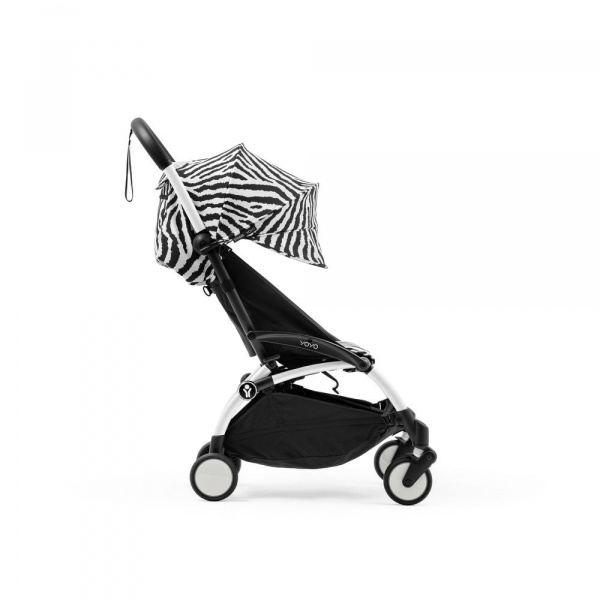 Poussette duo yoyo 3 pack 6+ et siège auto cloud g black - chassis blanc - zebra Stokke