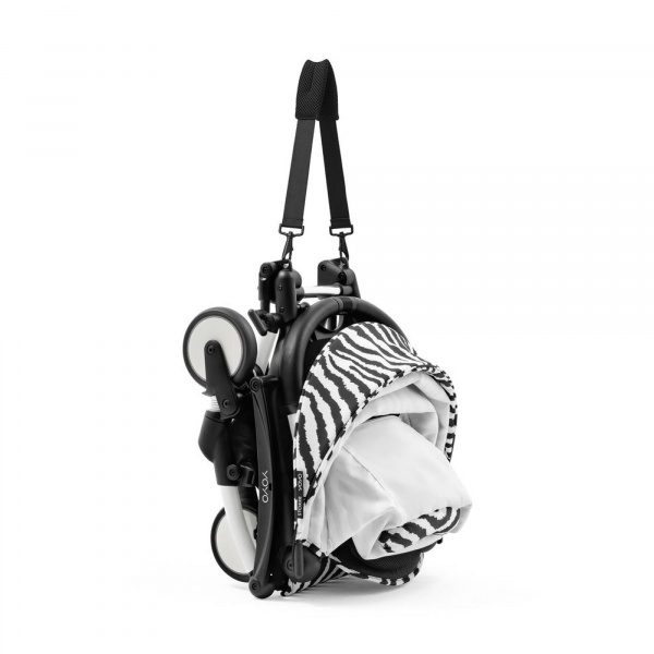 Poussette duo yoyo 3 pack 6+ et siège auto aton b2 black - chassis blanc - zebra Stokke